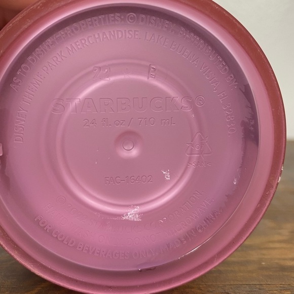Starbucks/ Disney World pink metallic polka dot tumbler (no straw) 24 fl oz - Picture 7 of 8